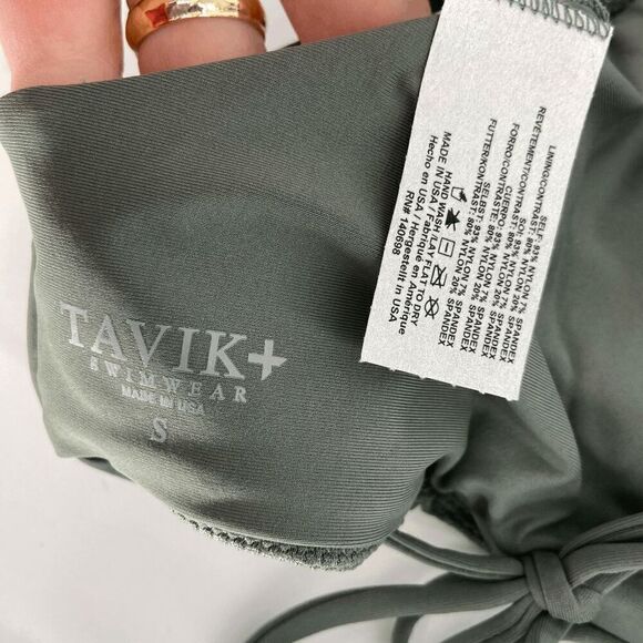Tavik Easton Womens Cove Gray pink Glossy Pique tie New Bikini Top Small - Picture 7 of 8